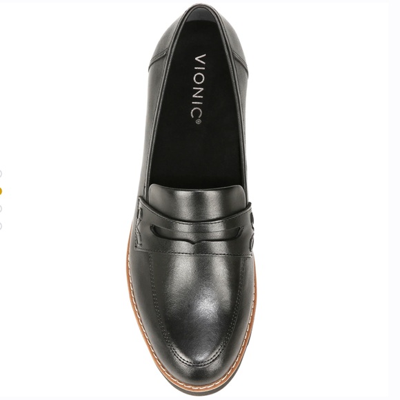 VIONIC Women's Vionic Cheryl II Black Leather Loafers 6 - Picture 2 of 4